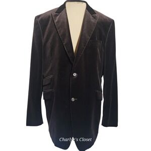 Kroon Mens‎ Black Corduroy Blazer Sport Coat 48L 100% Cotton Euro Retro Vibe